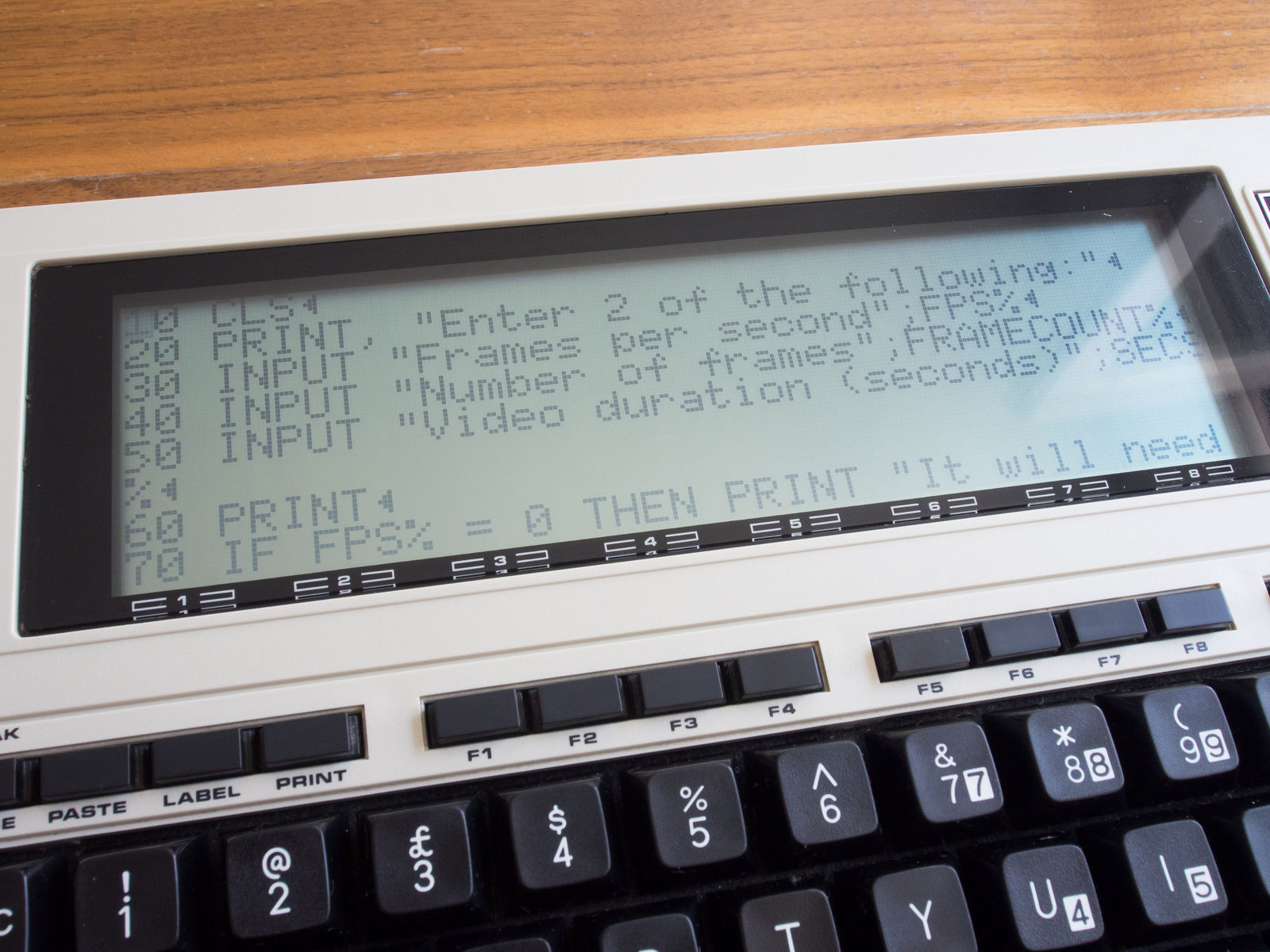 Programming in BASIC on the Tandy 102
